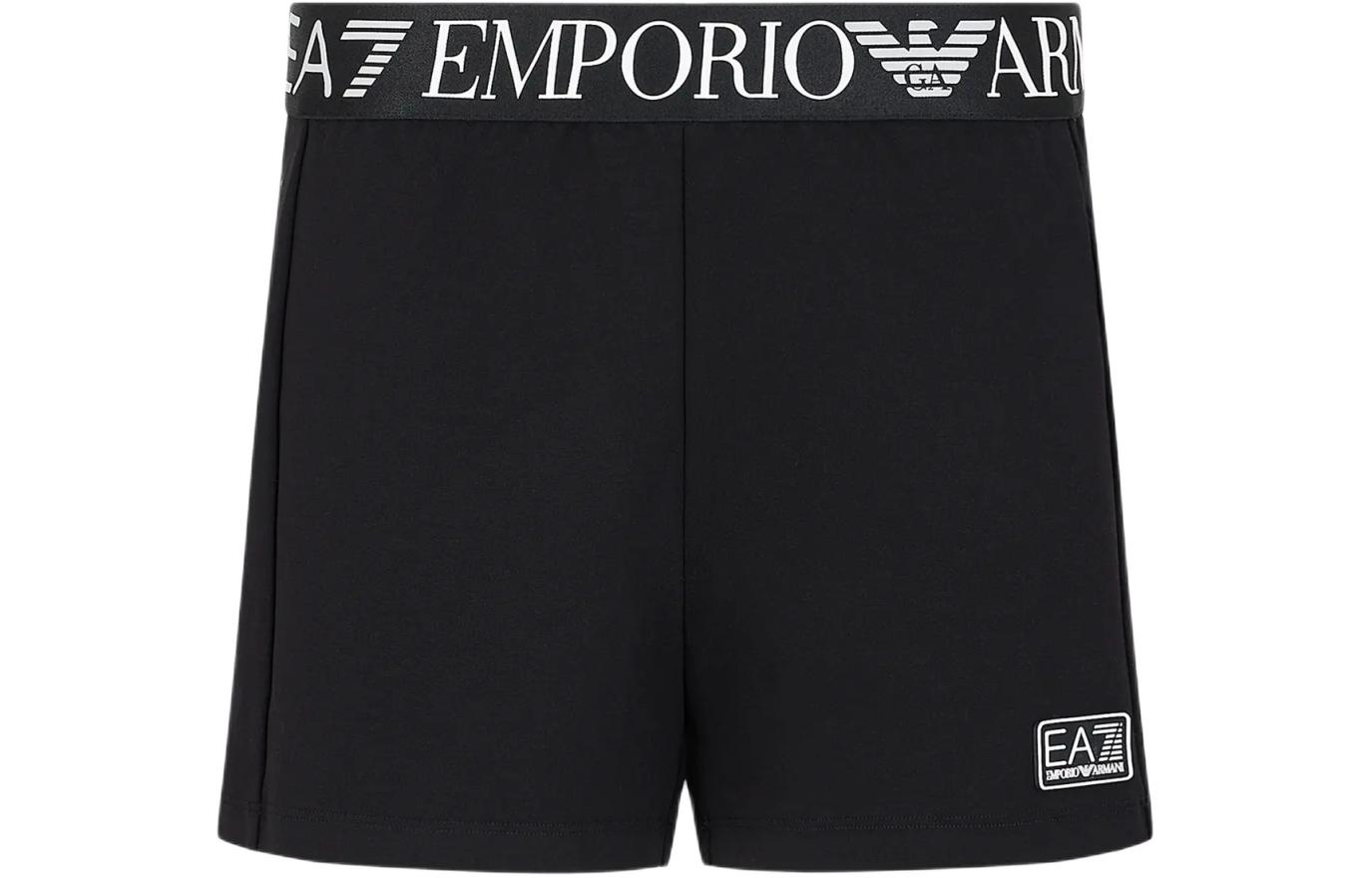 (Women) Emporio Armani EA7 Logo Print Casual Shorts Black SS24. 3DTS63-TJKWZ-1200