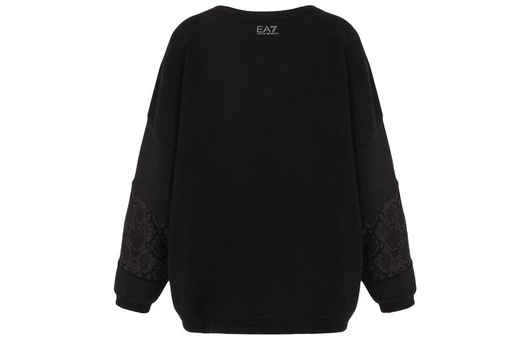 Lookbook (W) Emporio Armani EA7 标志印花圆领卫衣 - 黑色 6RTM13-TJQTZ-1200