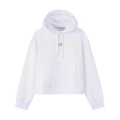(Women) Emporio Armani EA7 White Hoodie with Solid Logo Print 6RTM05-TJCQZ-0102