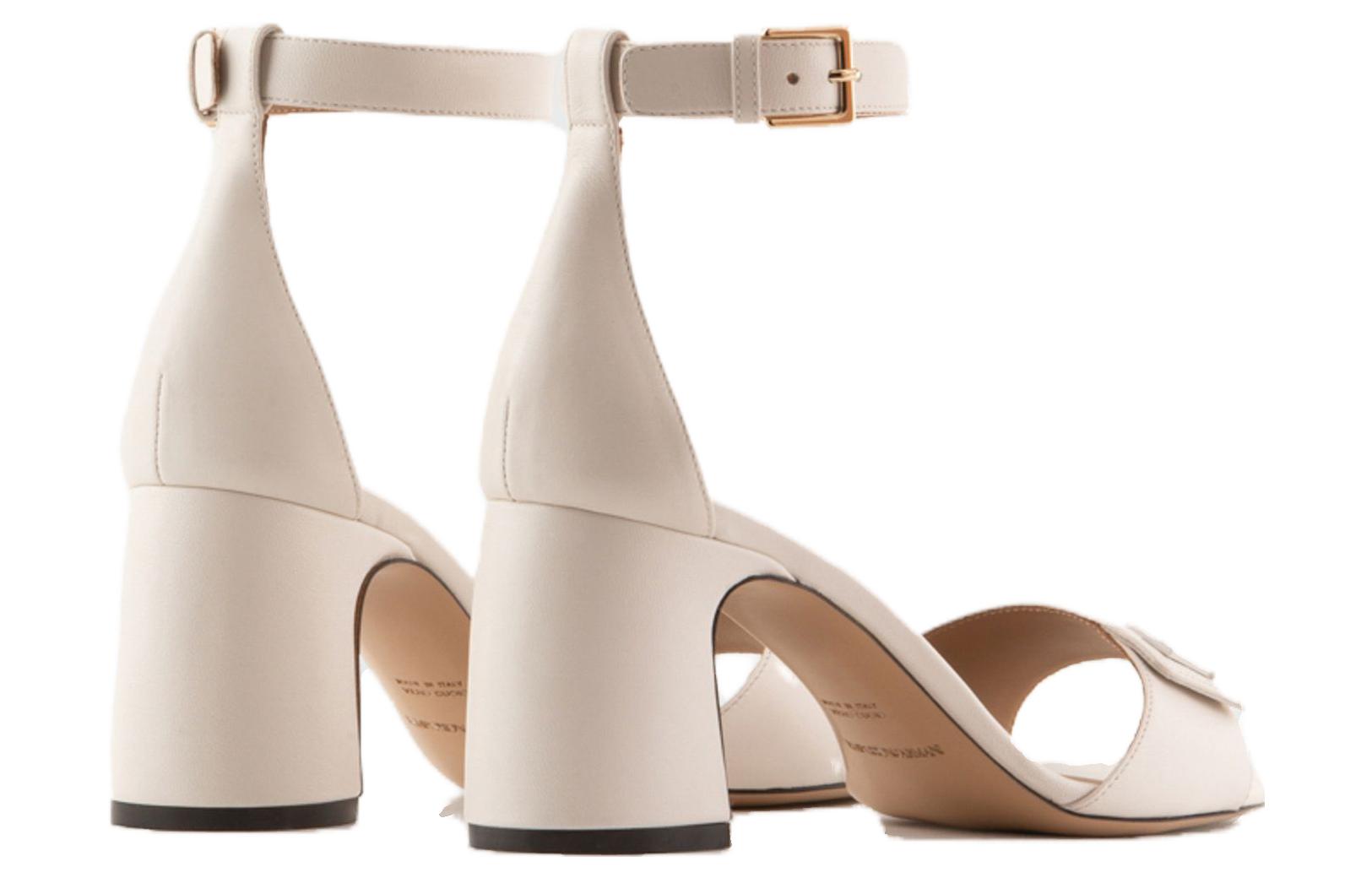Shop (Women) Emporio Armani EA Leather 'Milk White Buckle Block Heel' X3P817XF271100395