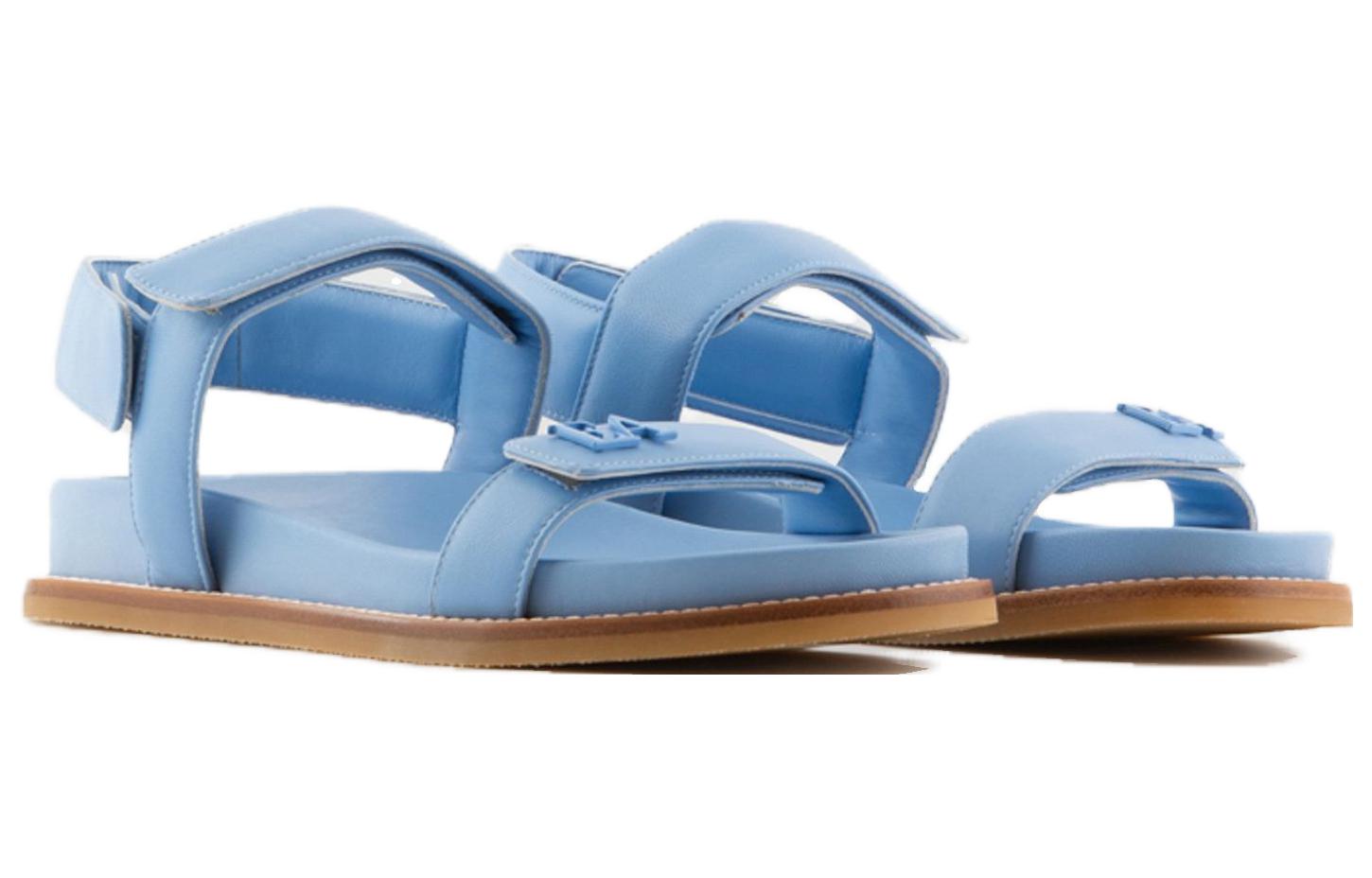 (W) Emporio Armani EA Leather Nylon Buckle Round Toe Slide 'Sky Blue' 圖 2