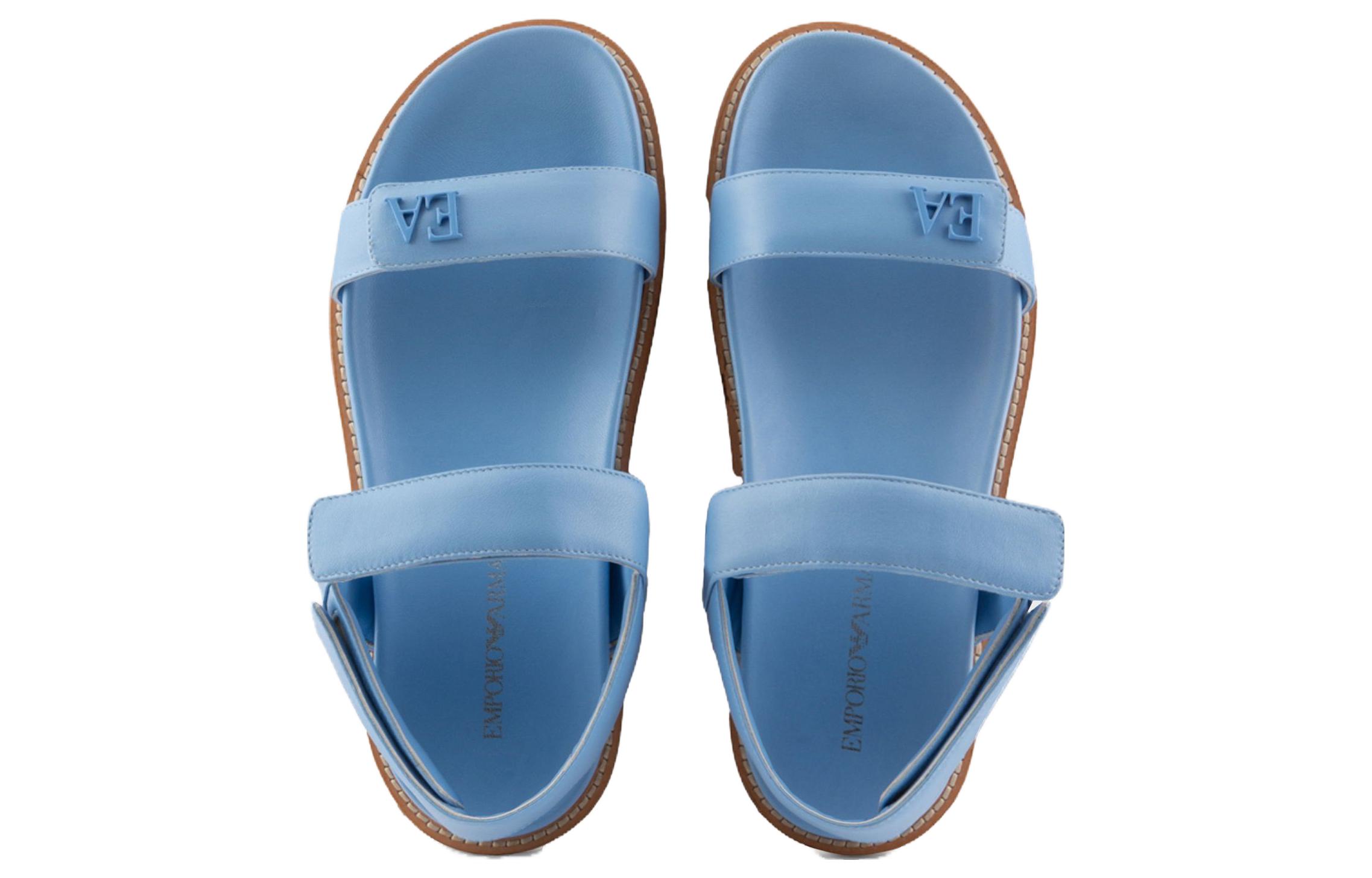 (W) Emporio Armani EA Leather Nylon Buckle Round Toe Slide 'Sky Blue' 圖 3