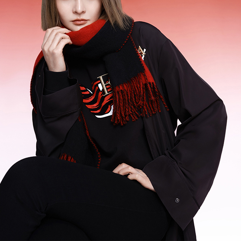 Shop (W) エンポリオアルマーニ EA SS22 旧正月 タイガープリント 調節可能 ブラックコート レディース 3L2L69-2NHAZ-0999