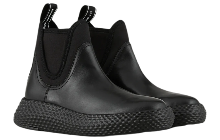 (W) Emporio Armani Elastic Inset Leather Chelsea Boot 'Black' 圖 2