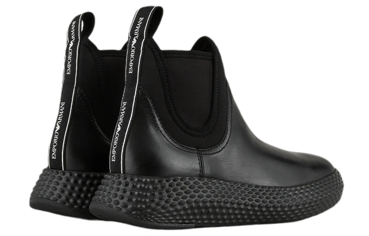 (W) Emporio Armani Elastic Inset Leather Chelsea Boot 'Black' 圖 3
