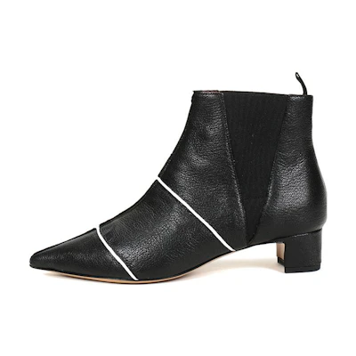 (W) Emporio Armani Fabric and Leather Ankle Boot 'Black and White'