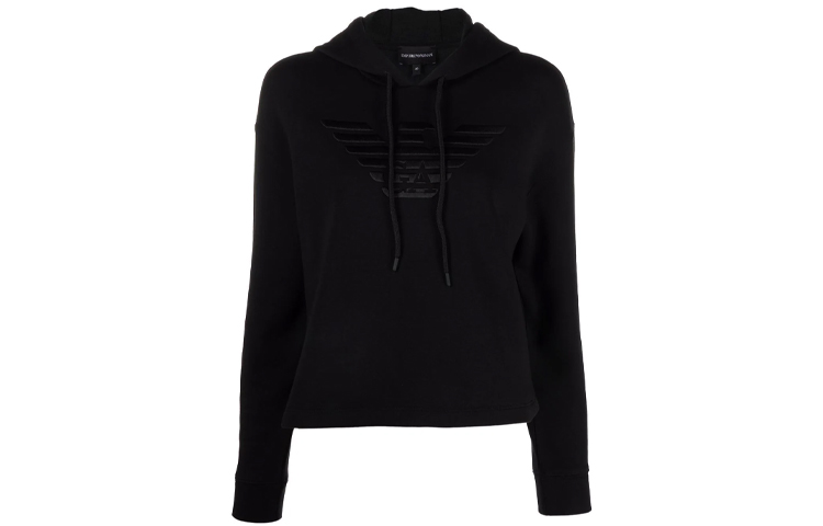 Order (W) エンポリオアルマーニ FW21 ブラック ロゴ刺繍入りパーカー. 6K2M7L-2JRGZ-0999