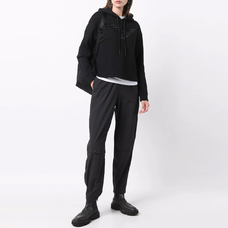 Lookbook (W) エンポリオアルマーニ FW21 ブラック ロゴ刺繍入りパーカー. 6K2M7L-2JRGZ-0999