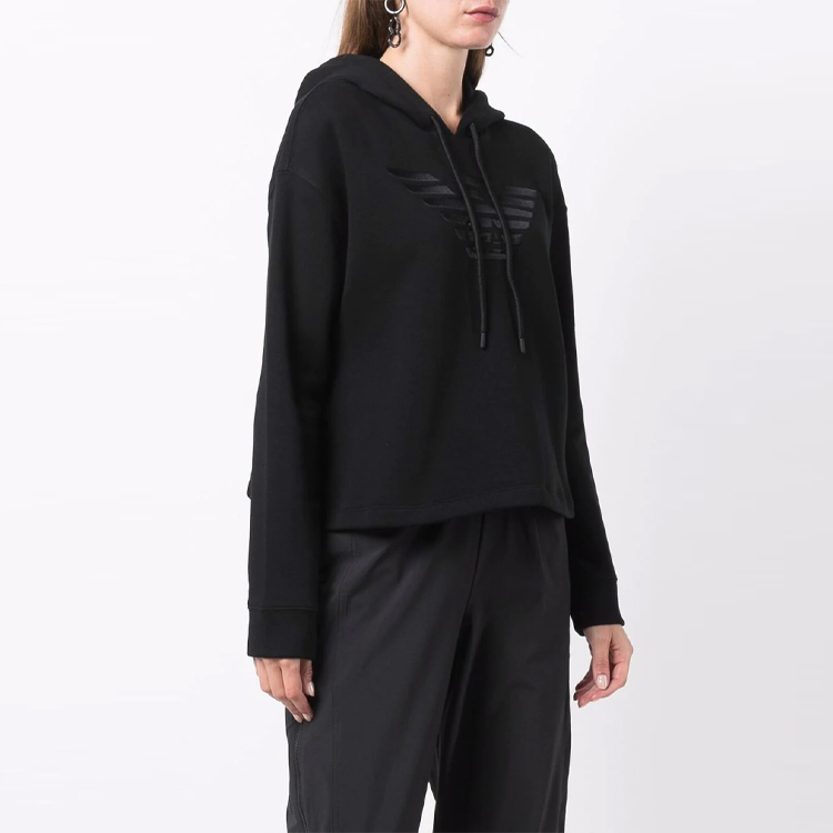 Shop (W) エンポリオアルマーニ FW21 ブラック ロゴ刺繍入りパーカー. 6K2M7L-2JRGZ-0999
