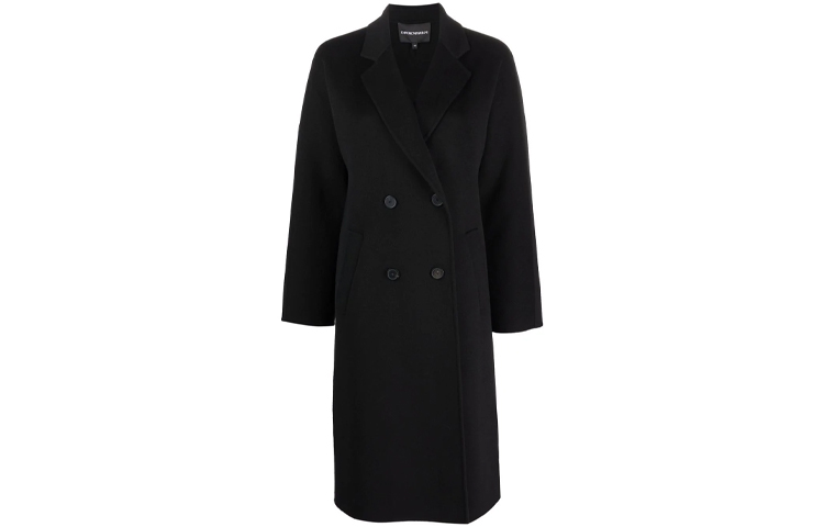 (Women) Emporio Armani FW21 Black Oversized Double-Breasted Blazer Coat 8N2L02-2NWEZ-0999