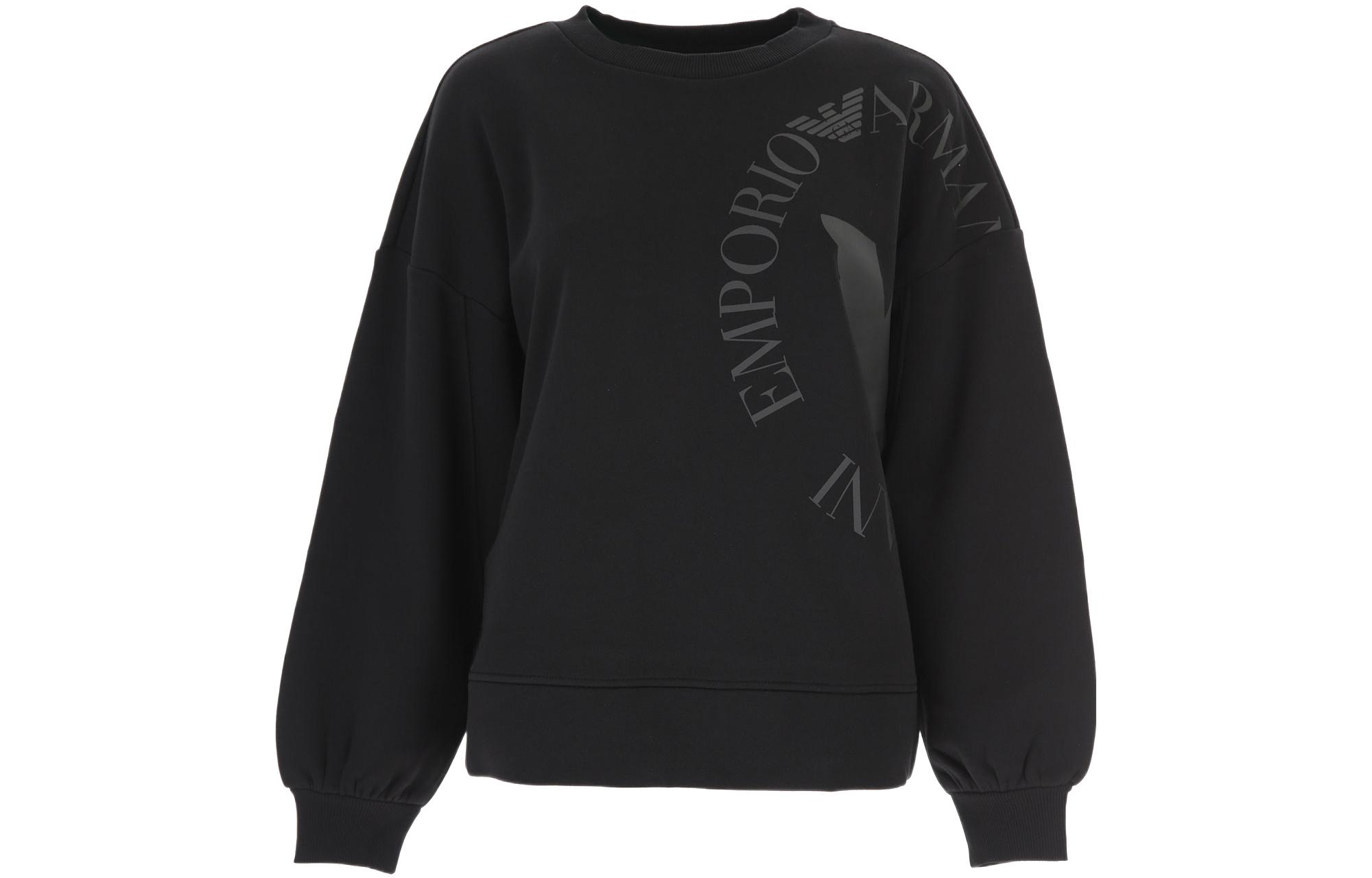 (Women) Emporio Armani FW21 Black Printed Crewneck Pullover Sweatshirt 6K2M7J-2JRGZ-0999