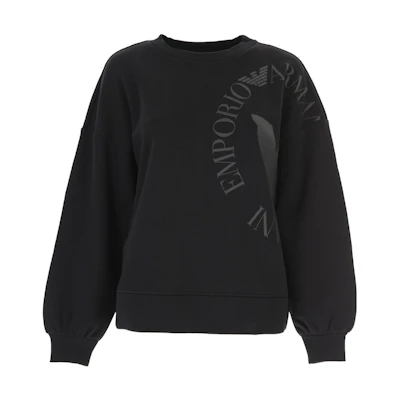 (Women) Emporio Armani FW21 Black Printed Crewneck Pullover Sweatshirt 6K2M7J-2JRGZ-0999