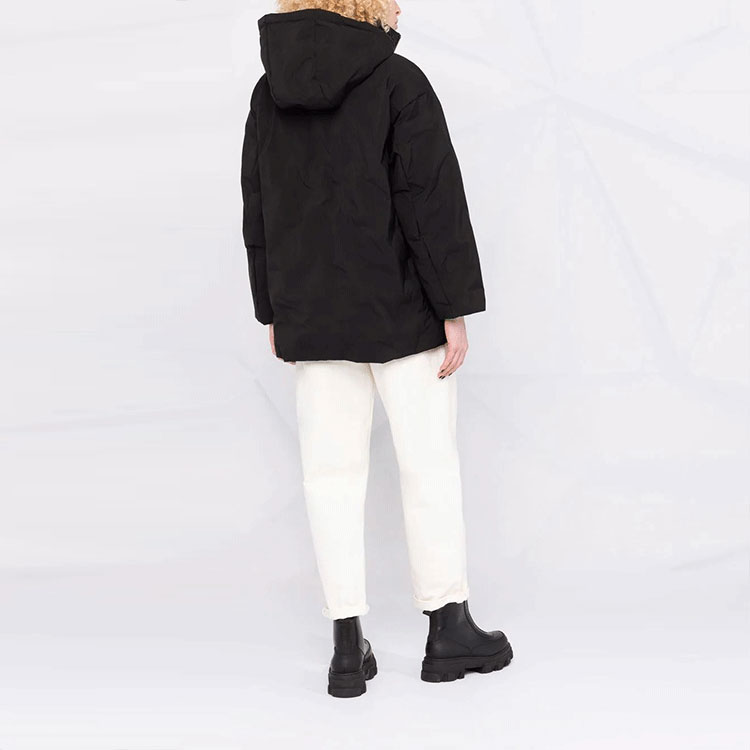 Shop (W) 엠포리오 아르마니 FW21 블랙 지퍼 후드 코튼 자켓. 6K2B94-1NZQZ-0999