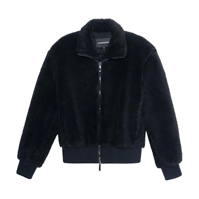 (Women) Emporio Armani FW21 Faux Fur Aviator Jacket Black 6K2B95-2N9LZ-0999