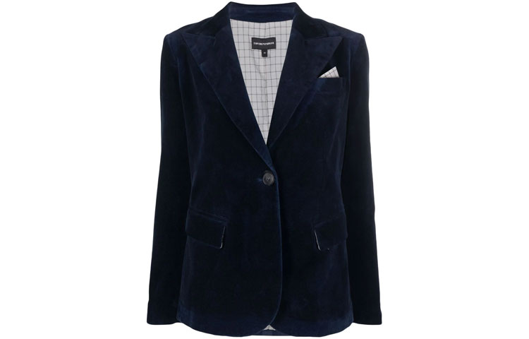 Order (W) EMPORIO ARMANI FW21 Blazer Lengan Panjang Biru Solid Single-Breasted 6K2G78-2N9EZ-0927