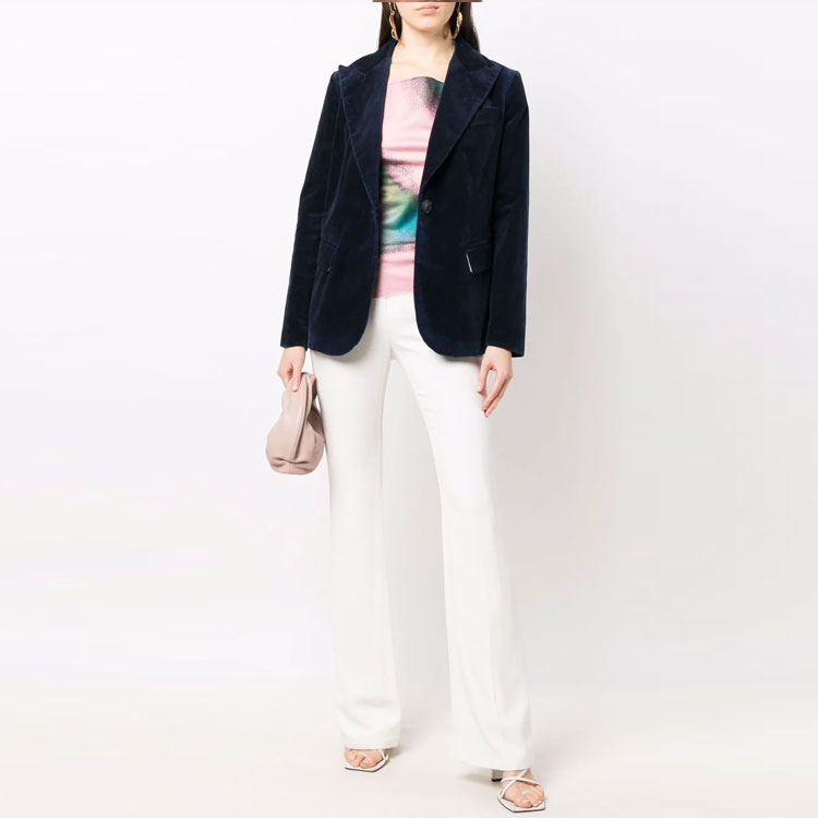 Lookbook (W) EMPORIO ARMANI FW21 Blazer Lengan Panjang Biru Solid Single-Breasted 6K2G78-2N9EZ-0927