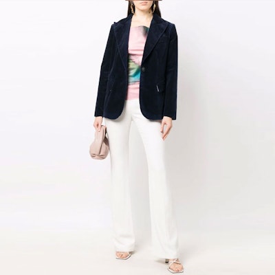 (W) EMPORIO ARMANI FW21 Blazer Lengan Panjang Biru Solid Single-Breasted 6K2G78-2N9EZ-0927 Lookbook (W) EMPORIO ARMANI FW21 Blazer Lengan Panjang Biru Solid Single-Breasted 6K2G78-2N9EZ-0927