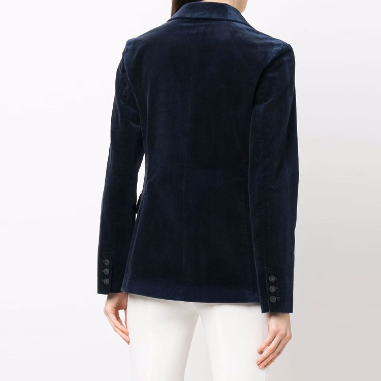 Shop (W) EMPORIO ARMANI FW21 Blazer Lengan Panjang Biru Solid Single-Breasted 6K2G78-2N9EZ-0927