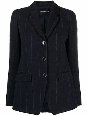 (W) Emporio Armani FW21 Blazer Hitam Berjalur Single-Breasted. BNG18-TB212-2019 Buy (W) Emporio Armani FW21 Blazer Hitam Berjalur Single-Breasted. BNG18-TB212-2019