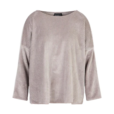 (Women) EMPORIO ARMANI FW22 Beige Solid Casual Round-Neck Long Sleeve Sweater. 6L2M8G2-JUCZ1-0131