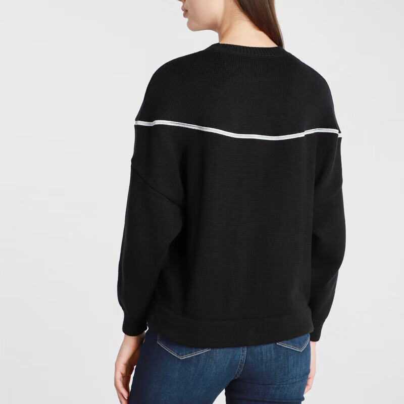 Shop (Women) EMPORIO ARMANI FW22  Black Pullover Sweater with Embroidered Logo. 3K2MT2-2M03Z-0999