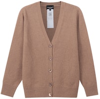 (Women) EMPORIO ARMANI FW22 Camel V-Neck Cashmere Cardigan with Eagle Logo. 8N2MW1-2MA1Z-0137 (Women) EMPORIO ARMANI FW22 Camel V-Neck Cashmere Cardigan with Eagle Logo. 8N2MW1-2MA1Z-0137