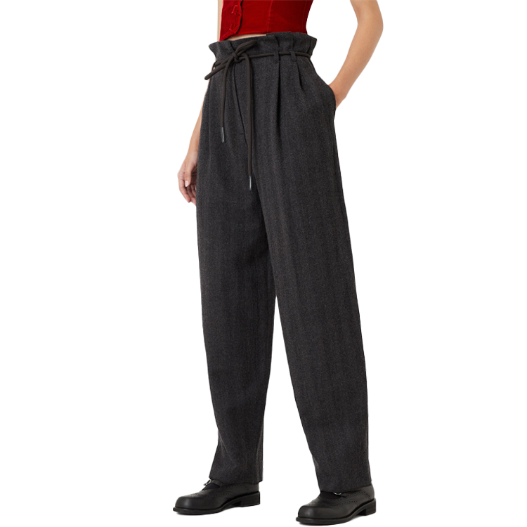 (Women) EMPORIO ARMANI FW22  High-Waisted Loose Wide-Leg Pants Dark Grey. H3NP41-C2124-1631 圖 5