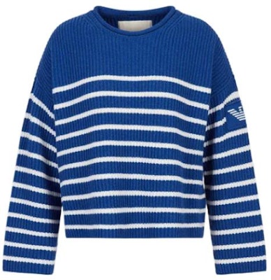 (Women) EMPORIO ARMANI FW22 Knit Crewneck Sweater Contrast Stripes Blue 6L2MXZ2-M82Z1-F133 Order (Women) EMPORIO ARMANI FW22 Knit Crewneck Sweater Contrast Stripes Blue 6L2MXZ2-M82Z1-F133