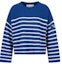 Order (Women) EMPORIO ARMANI FW22 Knit Crewneck Sweater Contrast Stripes Blue 6L2MXZ2-M82Z1-F133