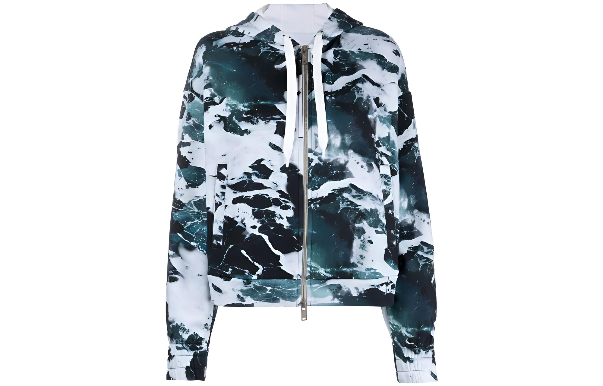 Buy (Women) Emporio Armani FW22  Printed Hooded Jacket Blue 6L2M9C1-J88Z-F934