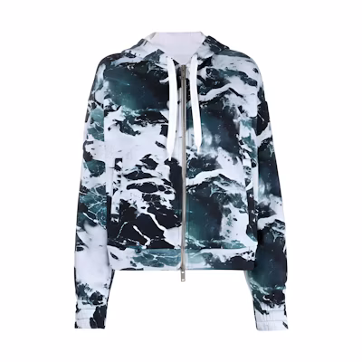 (Women) Emporio Armani FW22 Printed Hooded Jacket Blue 6L2M9C1-J88Z-F934
