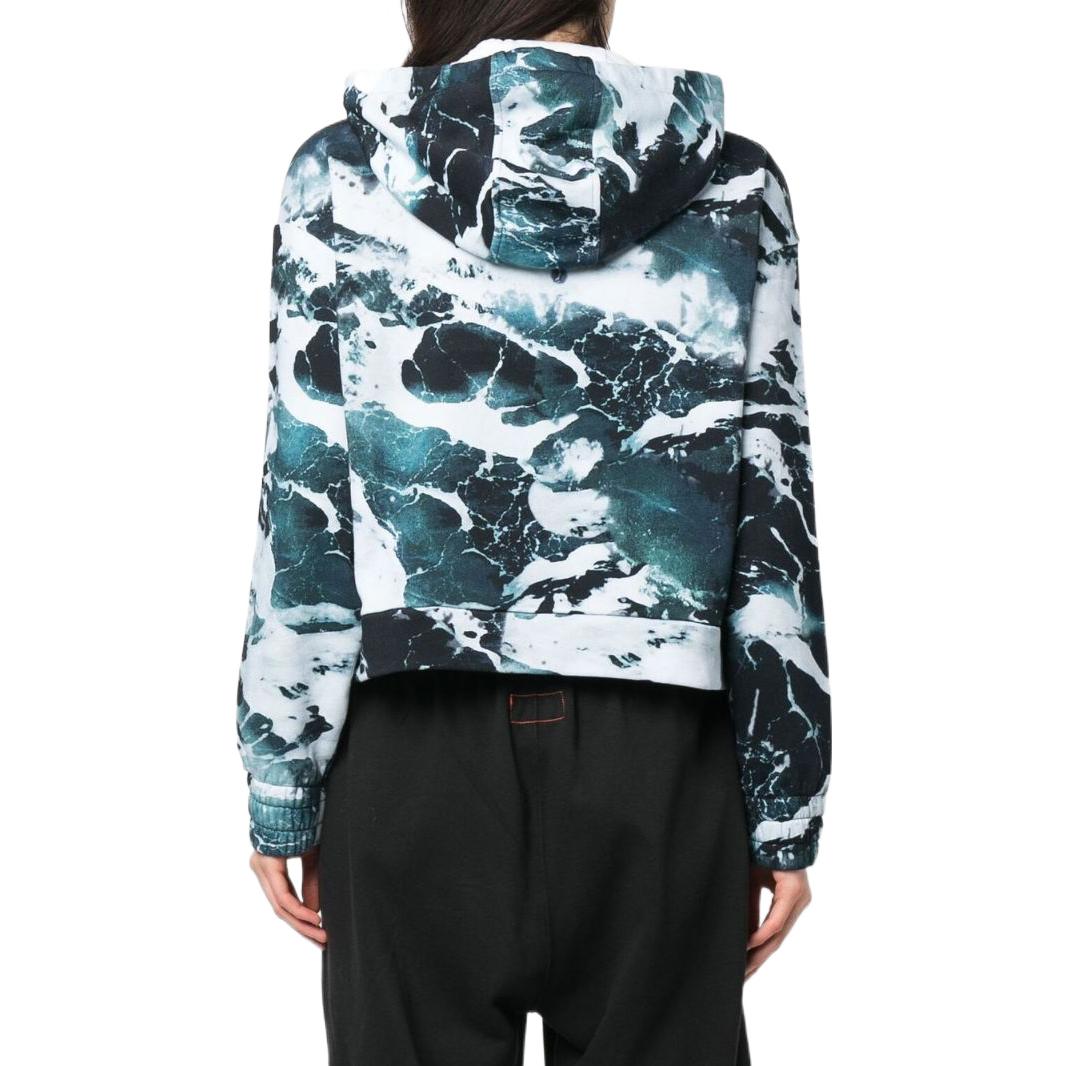 Shop (Women) Emporio Armani FW22  Printed Hooded Jacket Blue 6L2M9C1-J88Z-F934