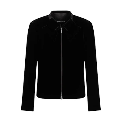 (Women) EMPORIO ARMANI FW22 Solid Color Zip-Up Jacket Black H3NG2B2-NXYZ1-0999