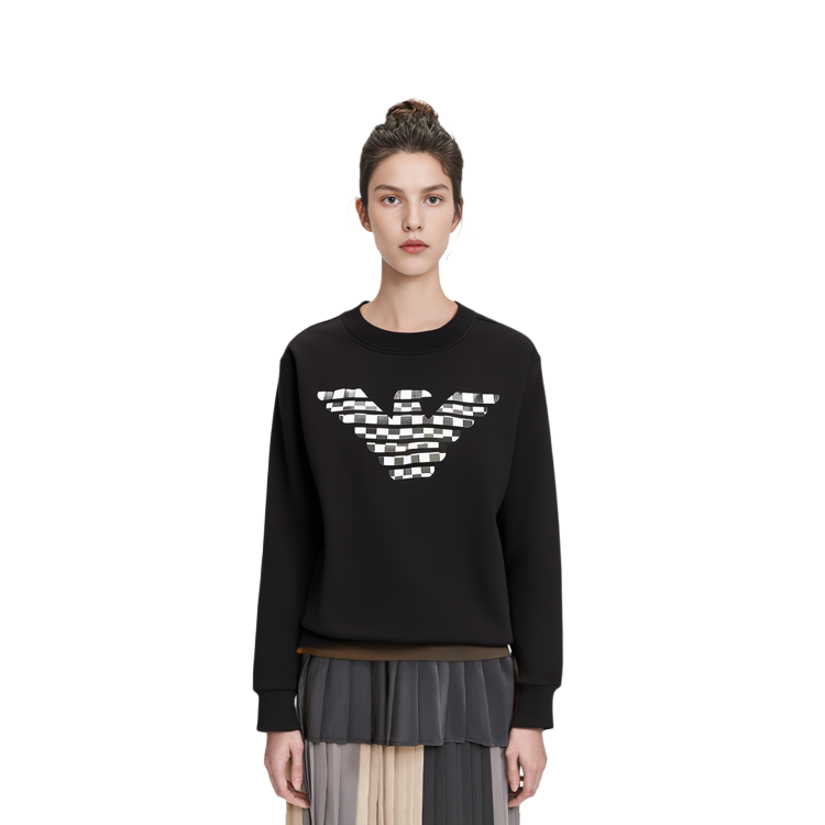 Shop (W) Emporio Armani FW22 Logo Print Pullover Sweatshirt - Hitam Pullover 6H2M8Z-2J49Z-0999