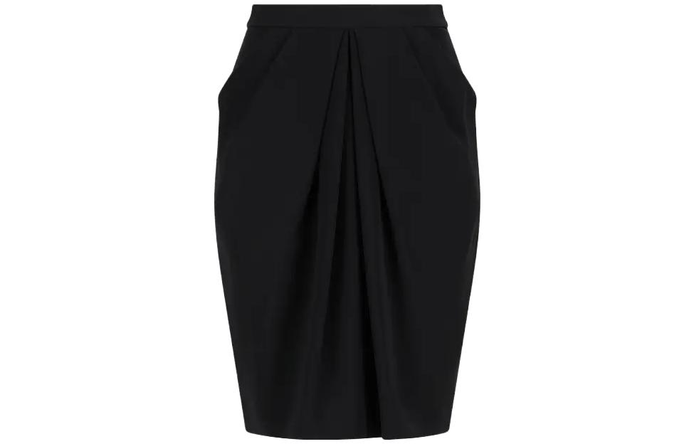 Order (W) Falda lápiz negra plisada de tiro alto casual Emporio Armani FW23. H4NN1D-2NWAZ-0999