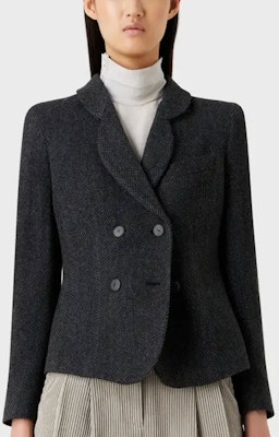 (W) Emporio Armani 2023秋冬人字纹双排扣西装外套深灰色 H4NG21-E2113-016 Shop (W) Emporio Armani 2023秋冬人字纹双排扣西装外套深灰色 H4NG21-E2113-016