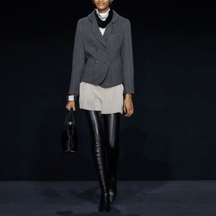 Details for (W) Emporio Armani 2023秋冬人字纹双排扣西装外套深灰色 H4NG21-E2113-016