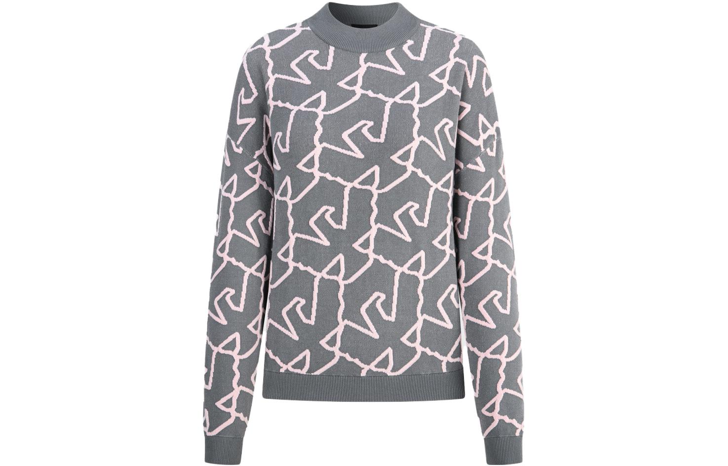 (Women) EMPORIO ARMANI FW23  Logo Crewneck Knit Sweater Grey Pink 6R2MTB-2M20Z-F608
