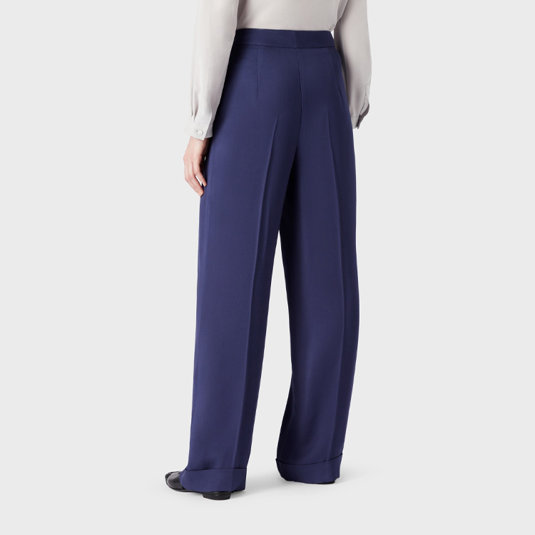 Shop (W) EMPORIO ARMANI FW23 藍紫色百褶寬褲休閒長褲 6R2P69-2NS9Z-0904