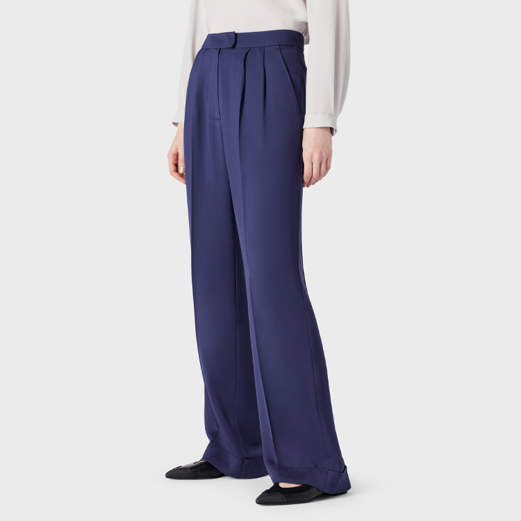 Purchase (W) EMPORIO ARMANI FW23 藍紫色百褶寬褲休閒長褲 6R2P69-2NS9Z-0904