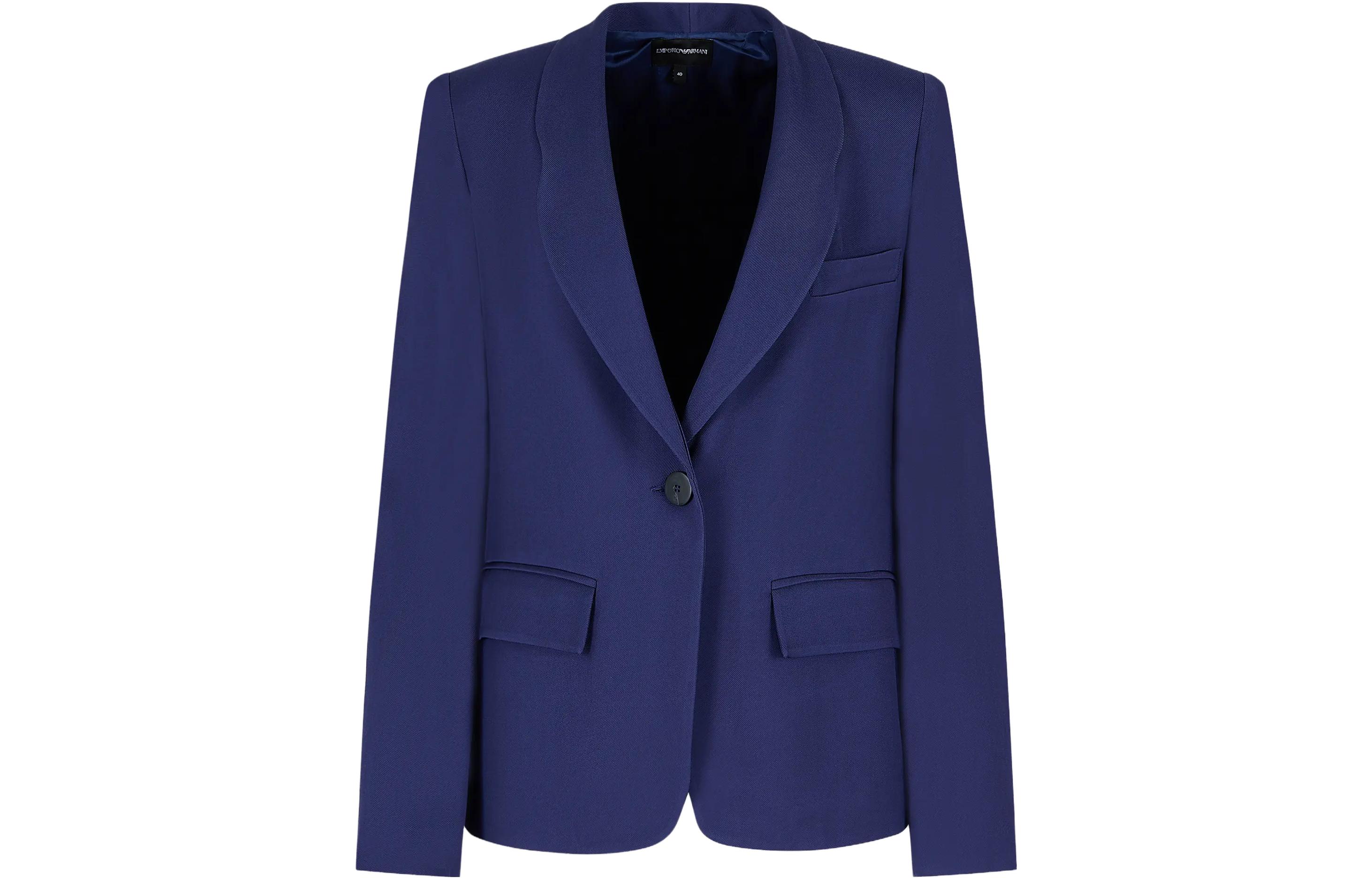 (Women) Emporio Armani FW23  Solid Single-Button Blazer Jacket Blue Purple. 6R2G63-2NS9Z-0904