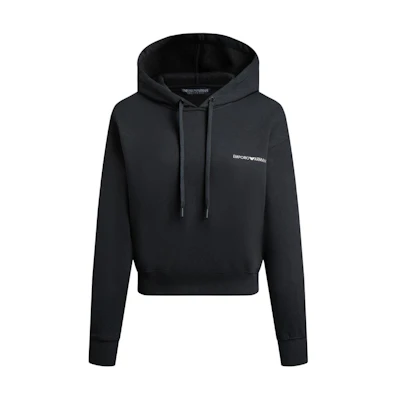 (Women) Emporio Armani FW23 Black Hoodie with Logo Design 164768-3F265-00020