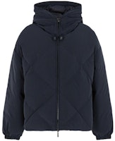 (Women) EMPORIO ARMANI FW23 Navy Quilted Down Jacket with Drawstring Hood Women. 6R2B79-2NFEZ-0926 (Women) EMPORIO ARMANI FW23 Navy Quilted Down Jacket with Drawstring Hood Women. 6R2B79-2NFEZ-0926