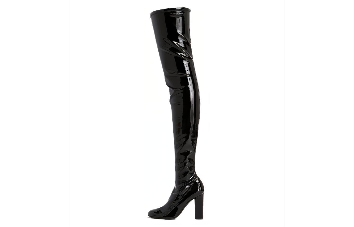 (W) Emporio Armani High Heel Patent Leather Boots 'Black'
