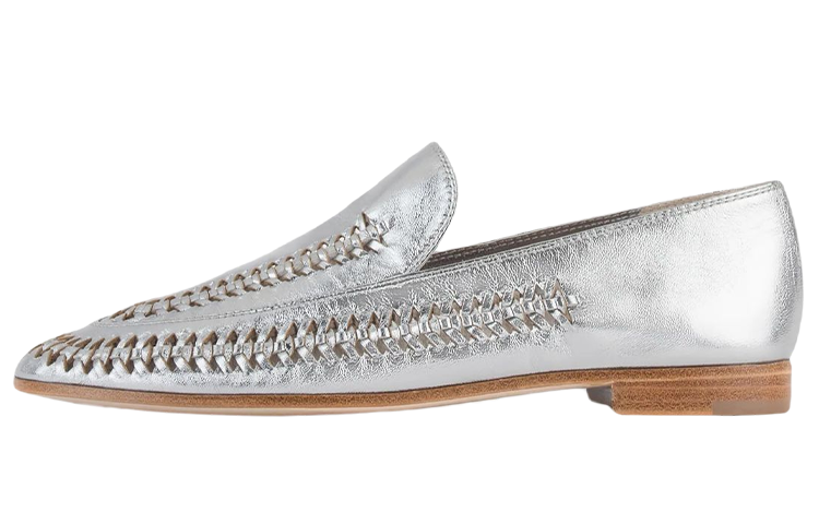 (W) Emporio Armani Lamé Nappa Leather Loafer 'Silver'