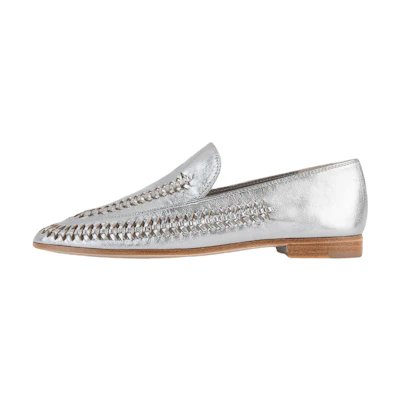 (W) Emporio Armani Lamé Nappa Leather Loafer 'Silver'