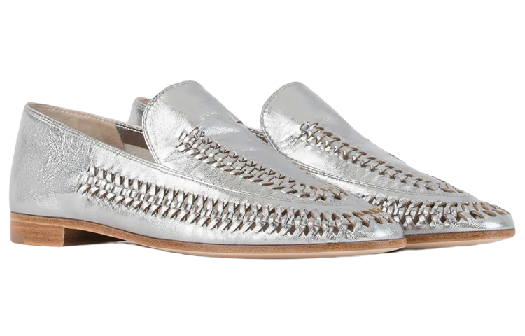 (W) Emporio Armani Lamé Nappa Leather Loafer 'Silver' 圖 3