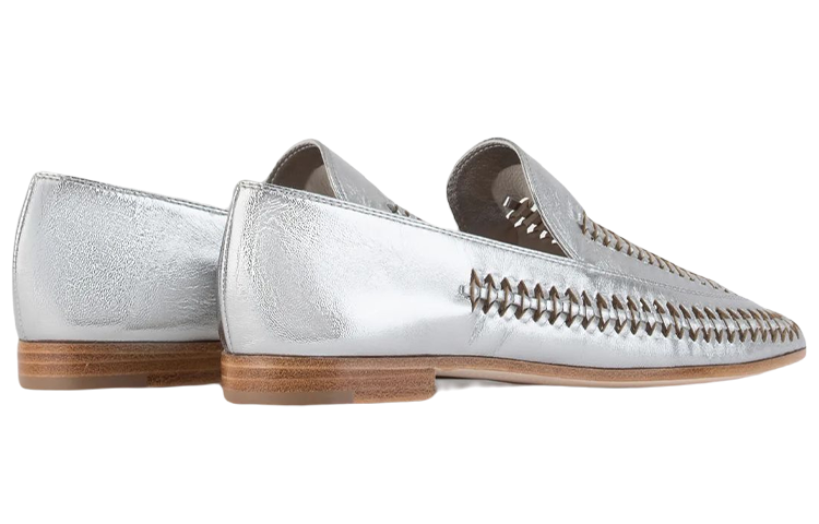 (W) Emporio Armani Lamé Nappa Leather Loafer 'Silver' 圖 4