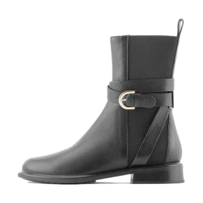 (W) Emporio Armani Leather Ankle Boot 'Black Fashion Trend'