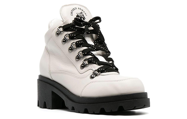 Order (W) Emporio Armani Sepatu Boot Kulit Pergelangan 'Putih Tali' X3M352XF68800395